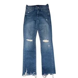 Mother The Rascal‎ Ankle Chew Womens 25 Blue Distressed Straight Leg Jeans Hula
